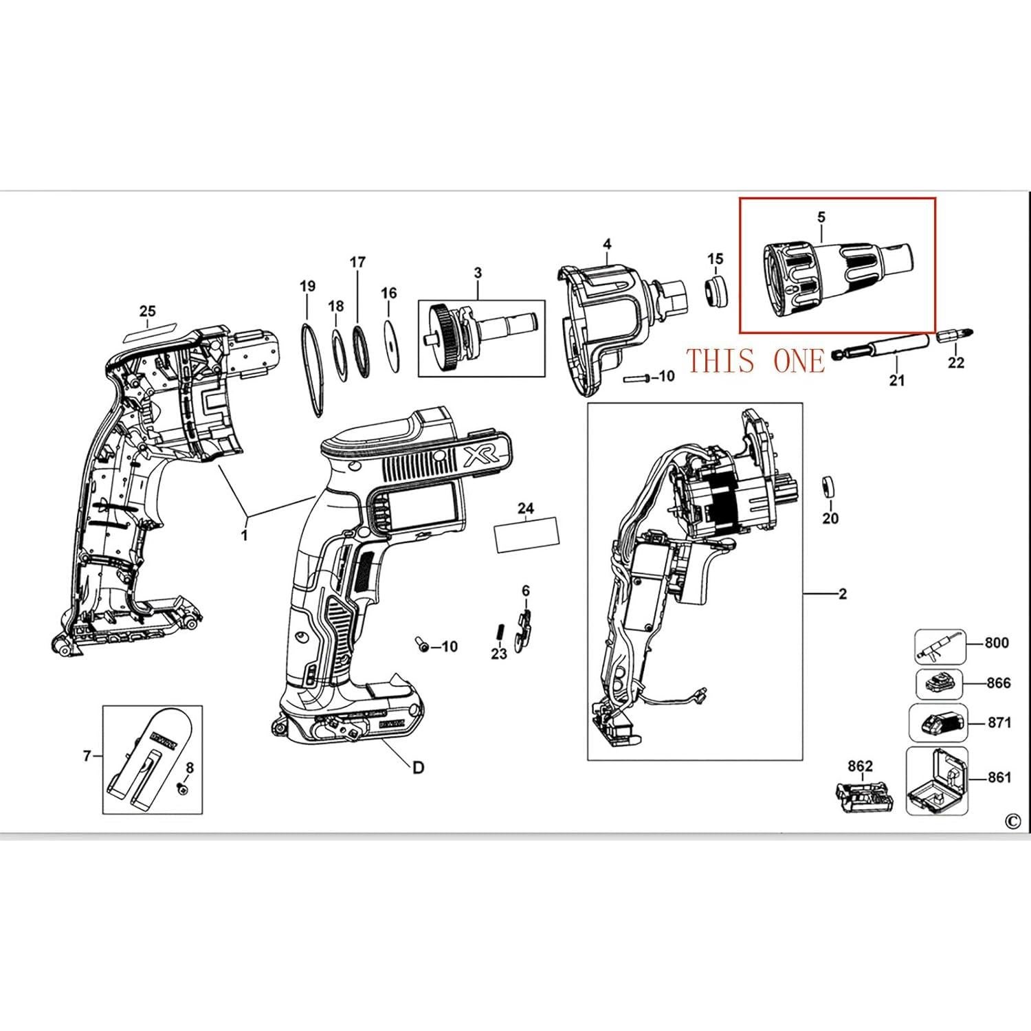 Cono Nasal Asm. KIMGU N435495 para Atornillador Dewalt