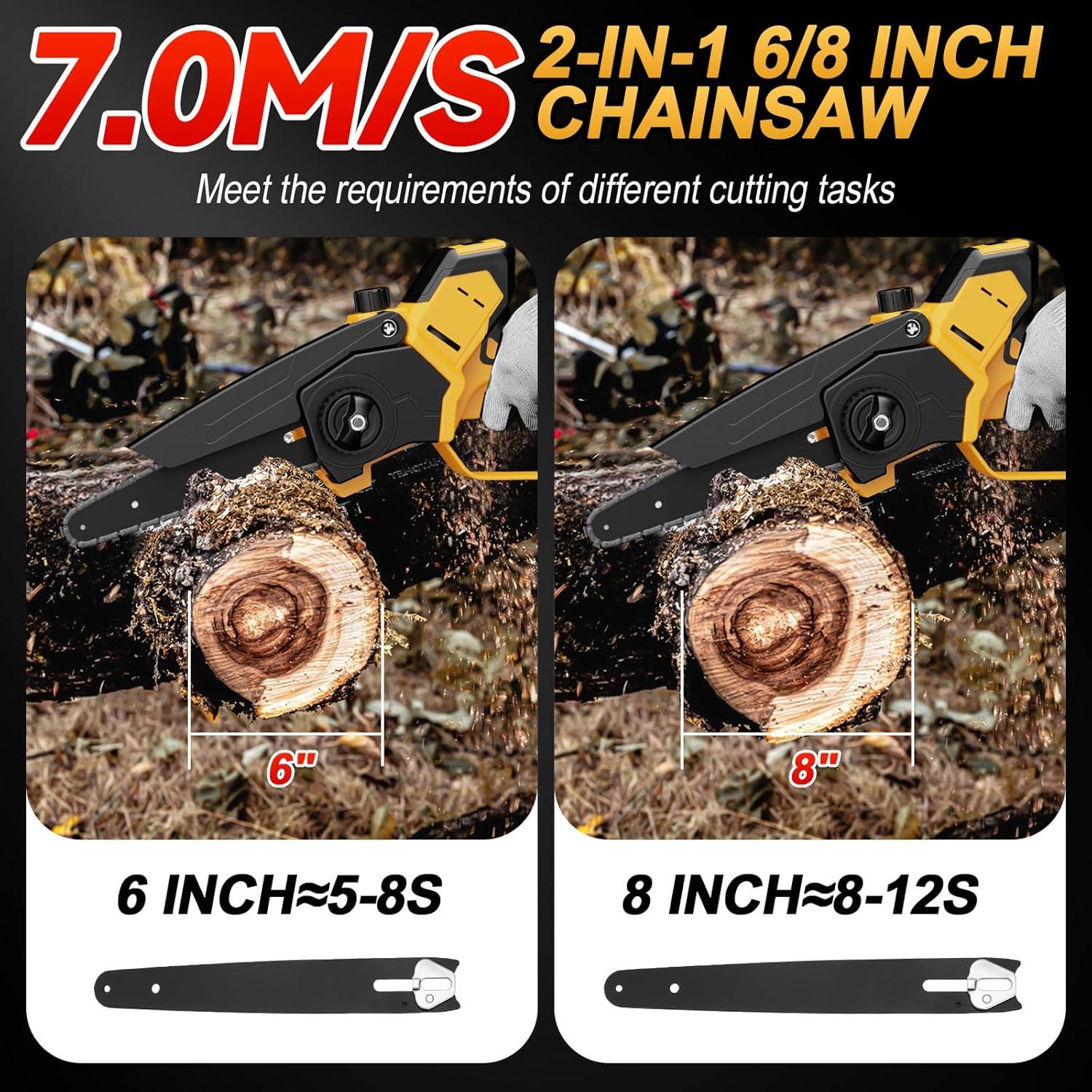 Mini Motosierra Eléctrica Dewalt 20V 2-en-1 800W 6" y 8"