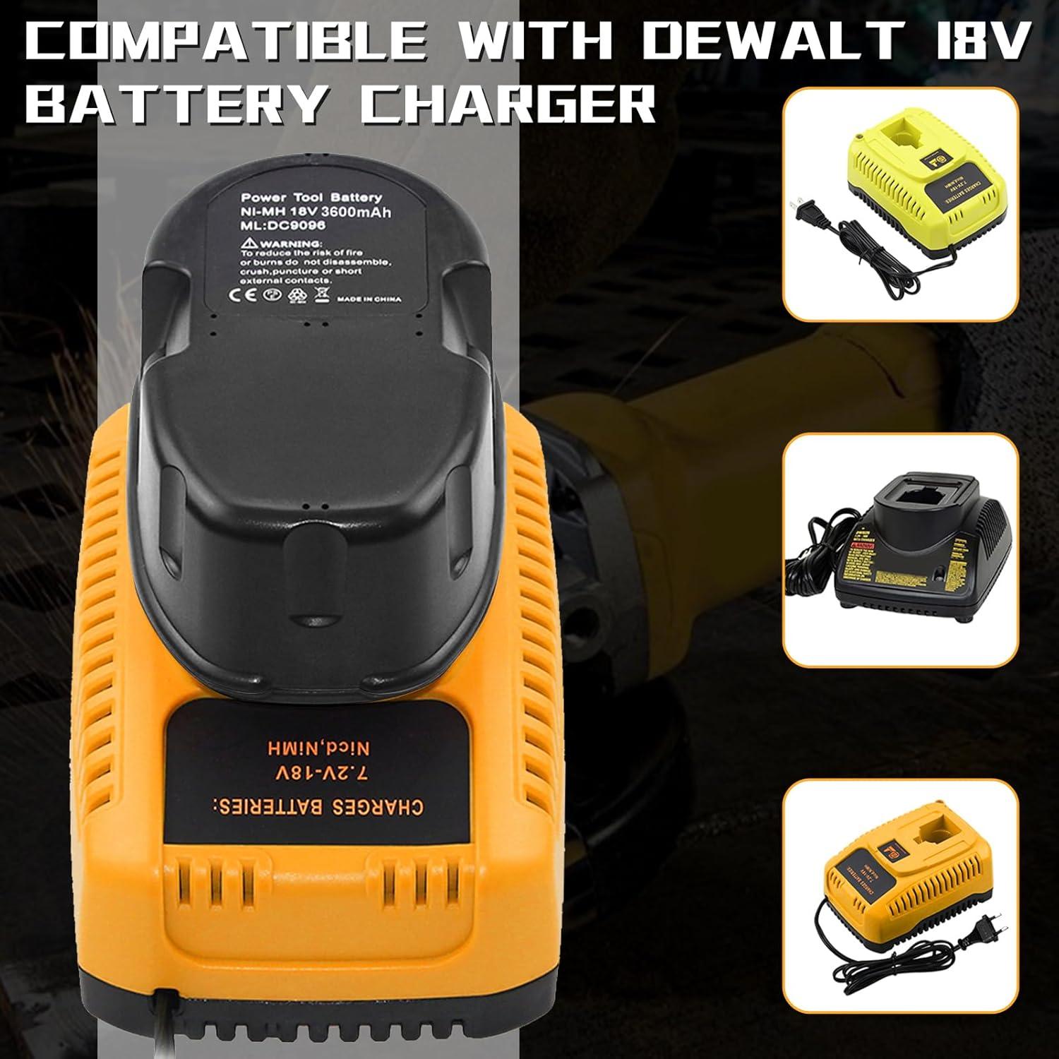 2 Baterías 3600mAh NiMH Dewalt 18V DC9096 DC9098 DC9099