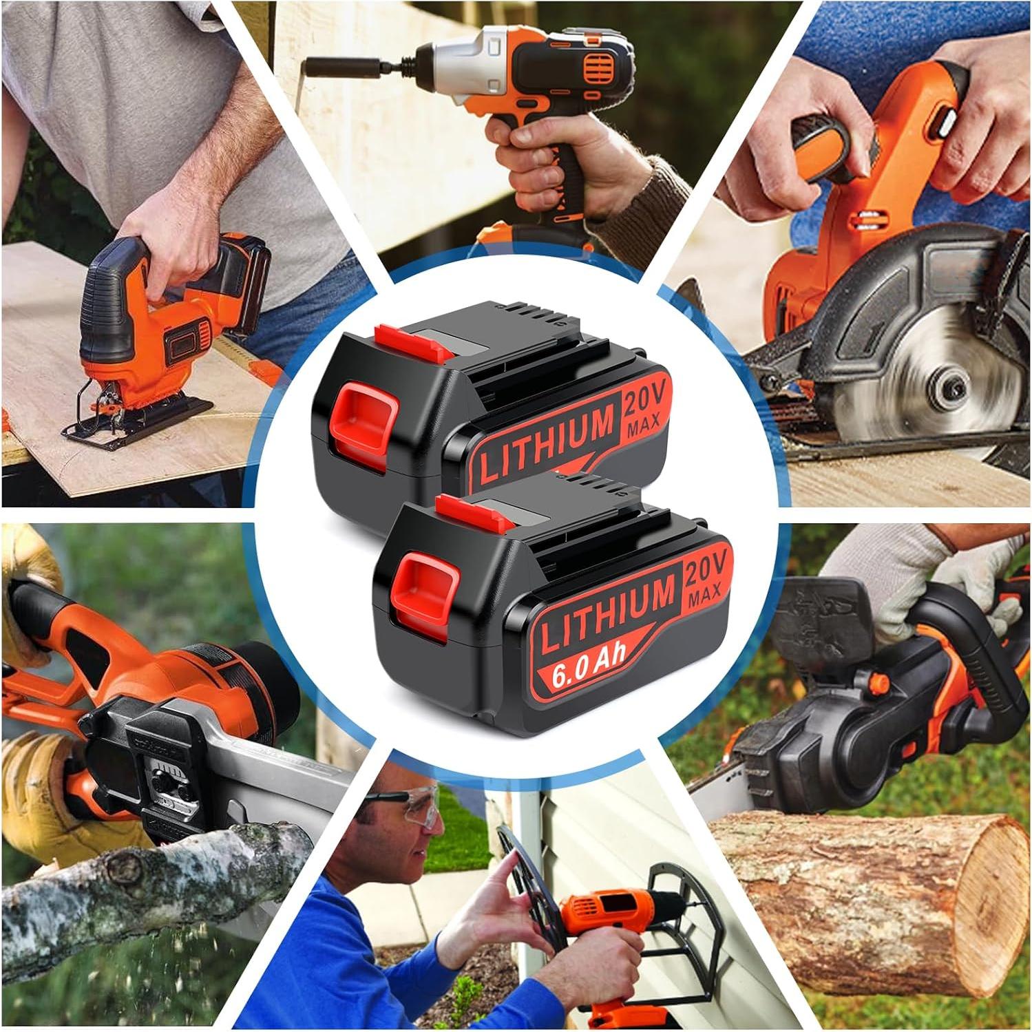 Paquete de 4 Baterías de Reemplazo 20V 6Ah Black+Decker