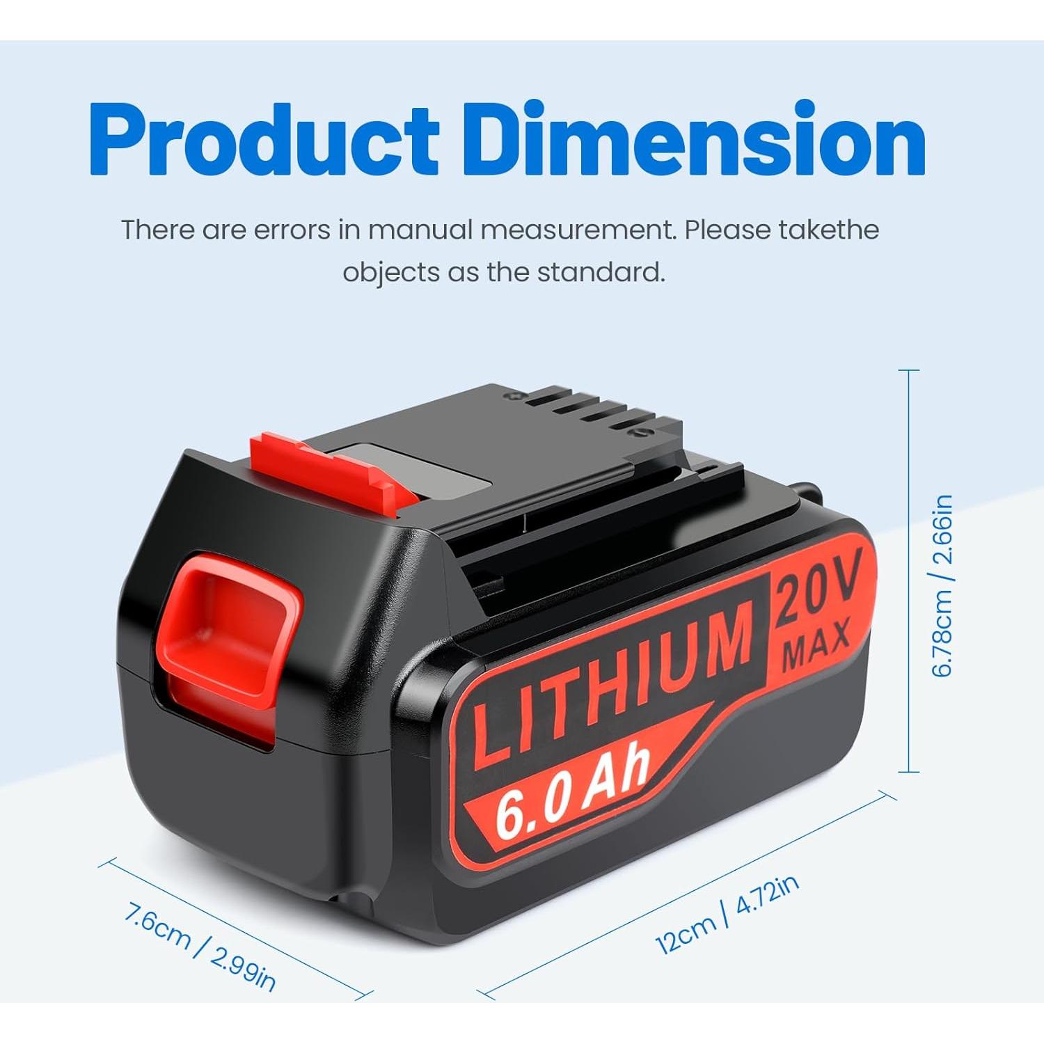 Paquete de 4 Baterías de Reemplazo 20V 6Ah Black+Decker