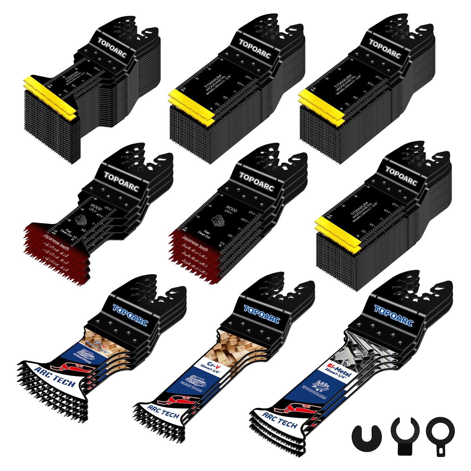 Kit de 110 Hojas de Sierra Oscilante TOPOARC con Titanio