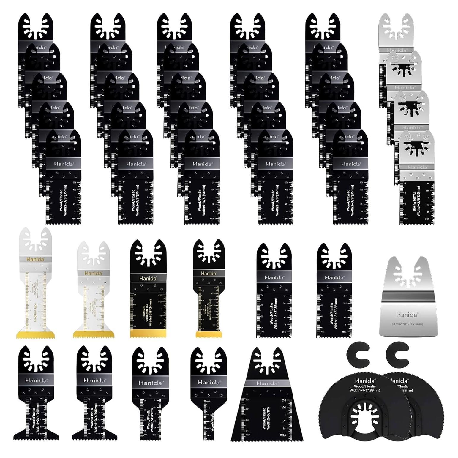 Kit de 40 Hojas de Sierra Oscilante Hanida para Madera y Plásticos