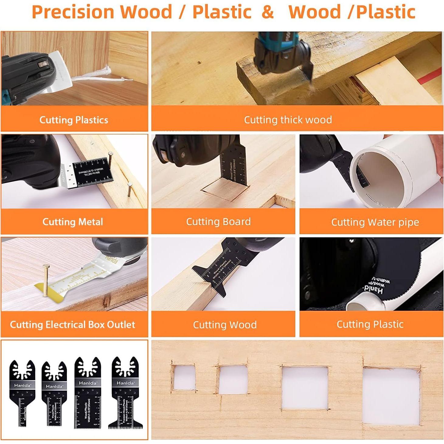 Kit de 40 Hojas de Sierra Oscilante Hanida para Madera y Plásticos