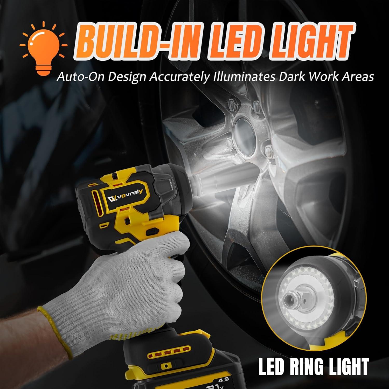 Llave de impacto inalámbrica VOVRELY 1/2" 650N.m 3300RPM