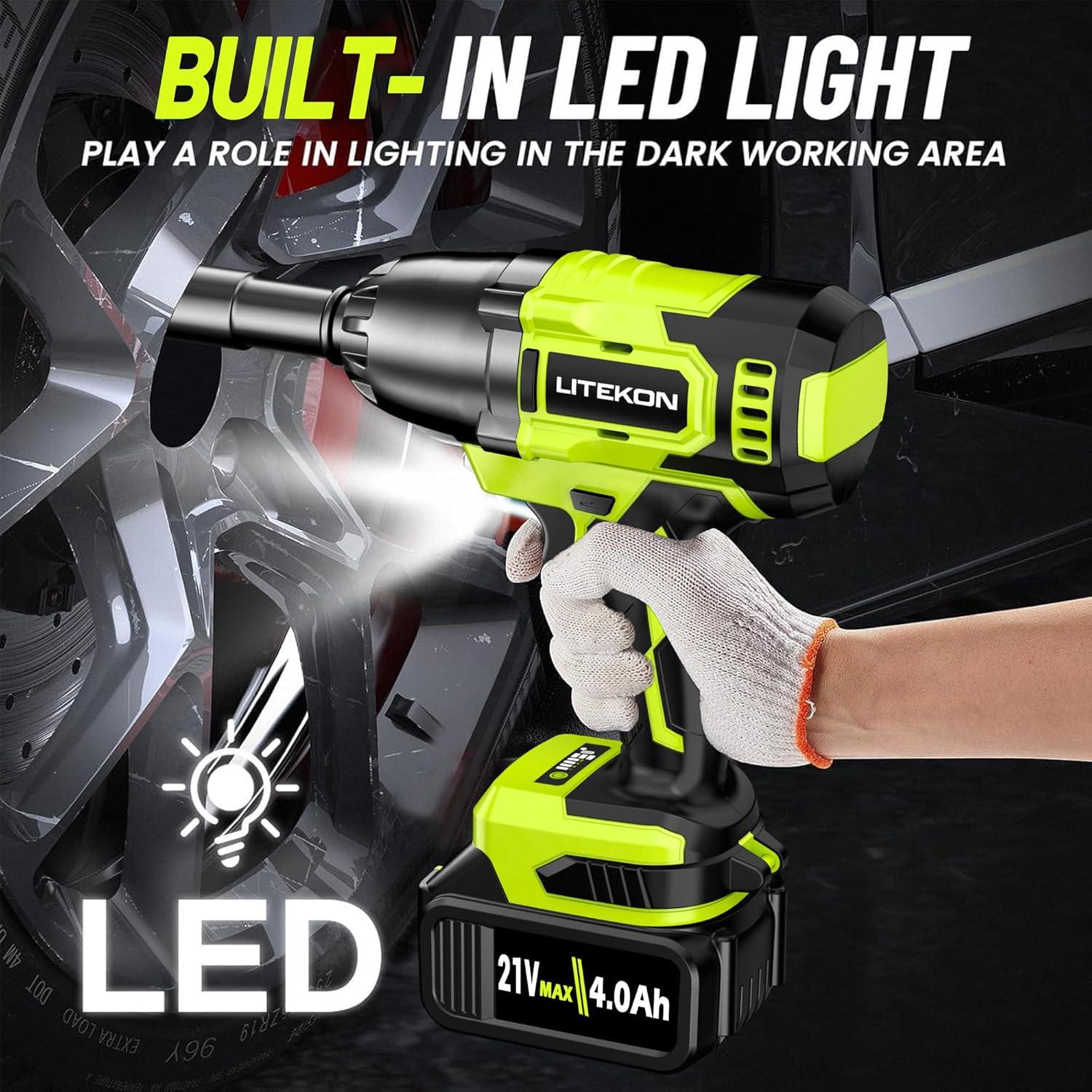 Llave de Impacto Inalámbrica LITEKON 650N.m con 2 Baterías