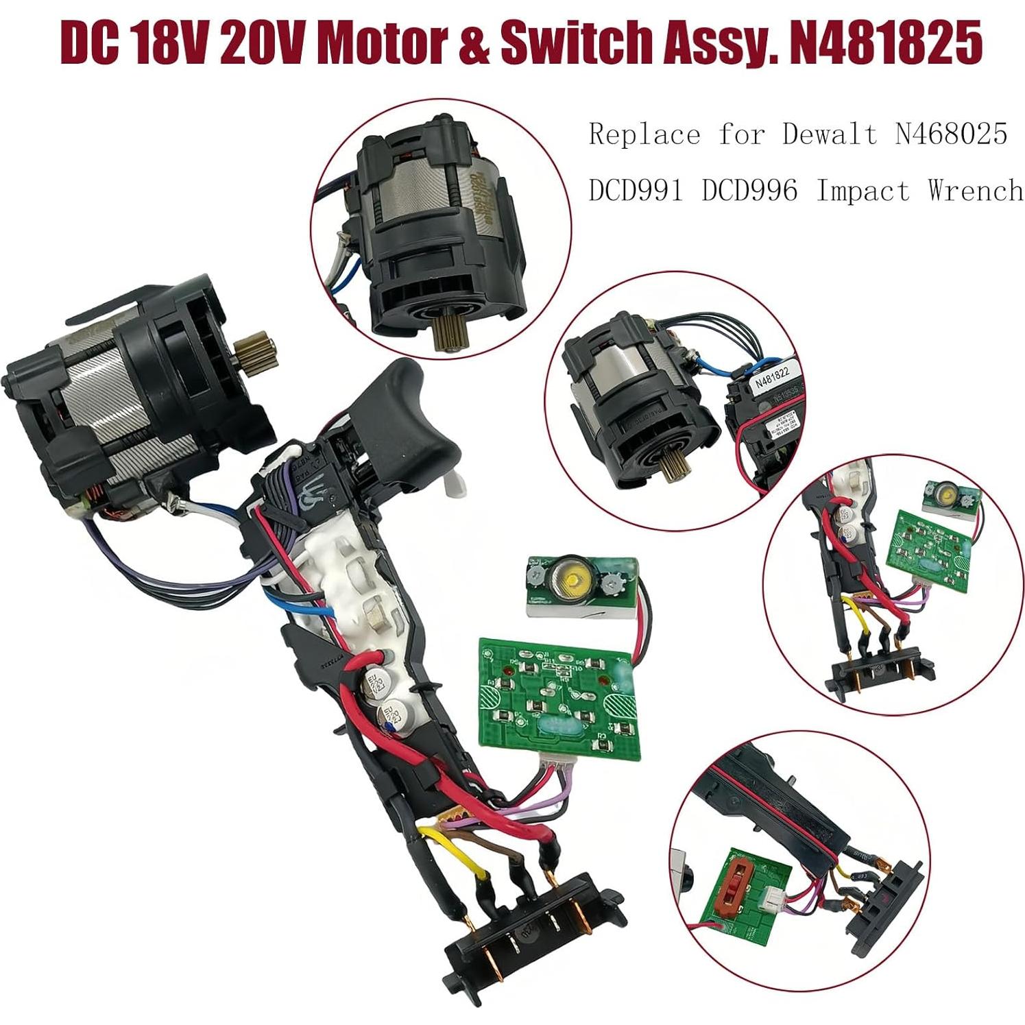 Motor y Conjunto de Interruptor KIMGU N481825 20V para Dewalt