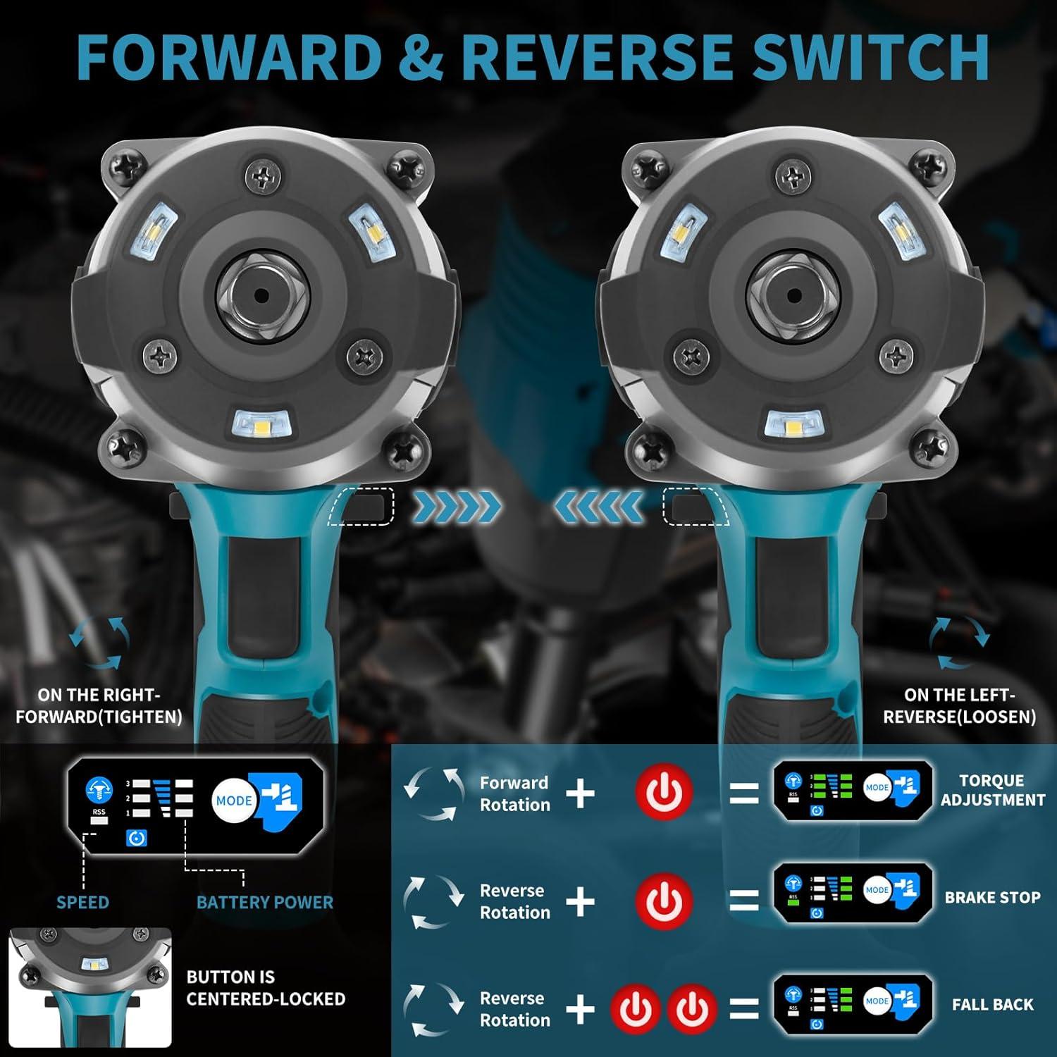 Llave de impacto inalámbrica RYOJEGK 1500N.m 21V 3 velocidades