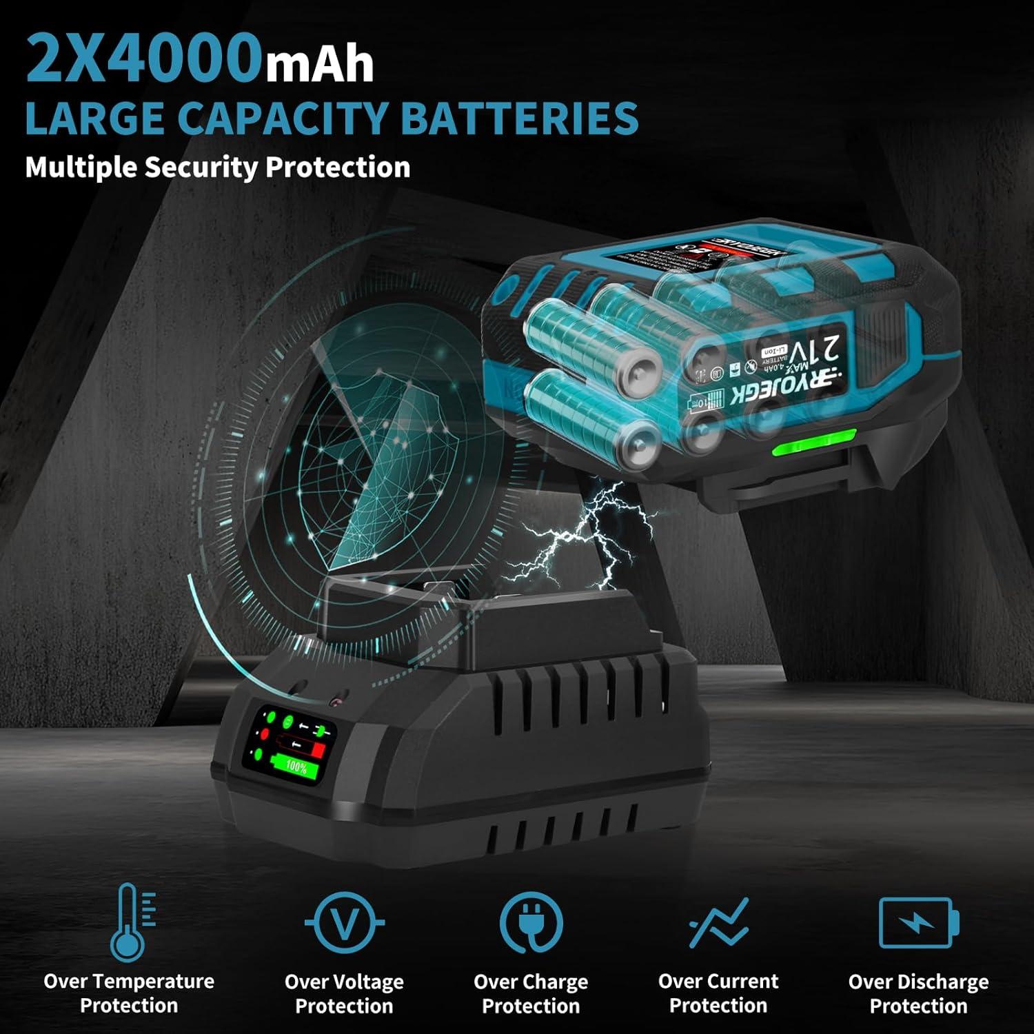 Llave de impacto inalámbrica RYOJEGK 1500N.m 21V 3 velocidades