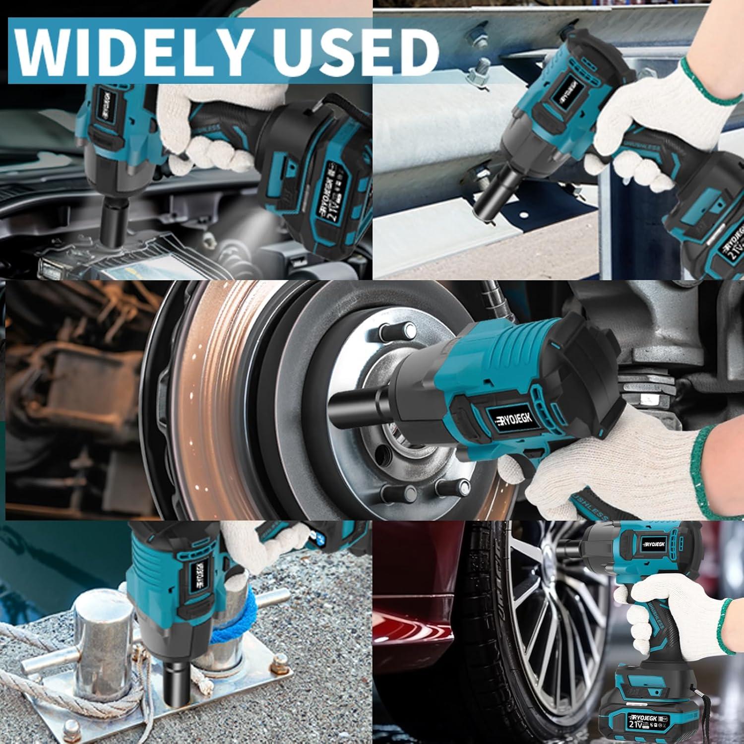 Llave de impacto inalámbrica RYOJEGK 1500N.m 21V 3 velocidades