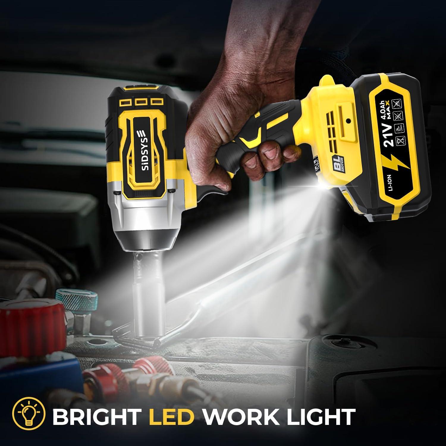 Llave de impacto inalámbrica SIDSYS 21V 400N.m con batería 4.0Ah