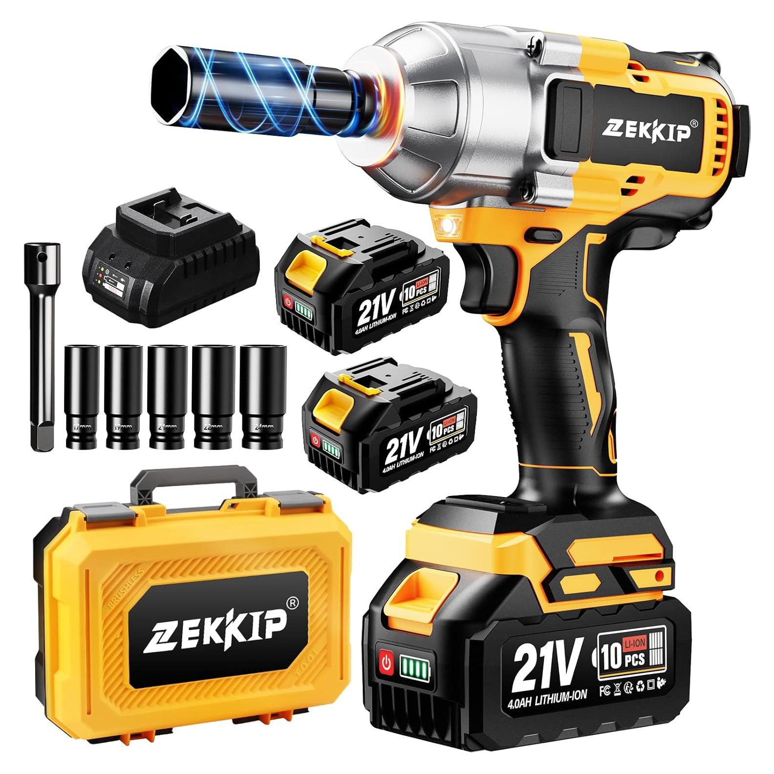 Llave de Impacto Inalámbrica Zekkip 1/2" 1300N.m 3500RPM