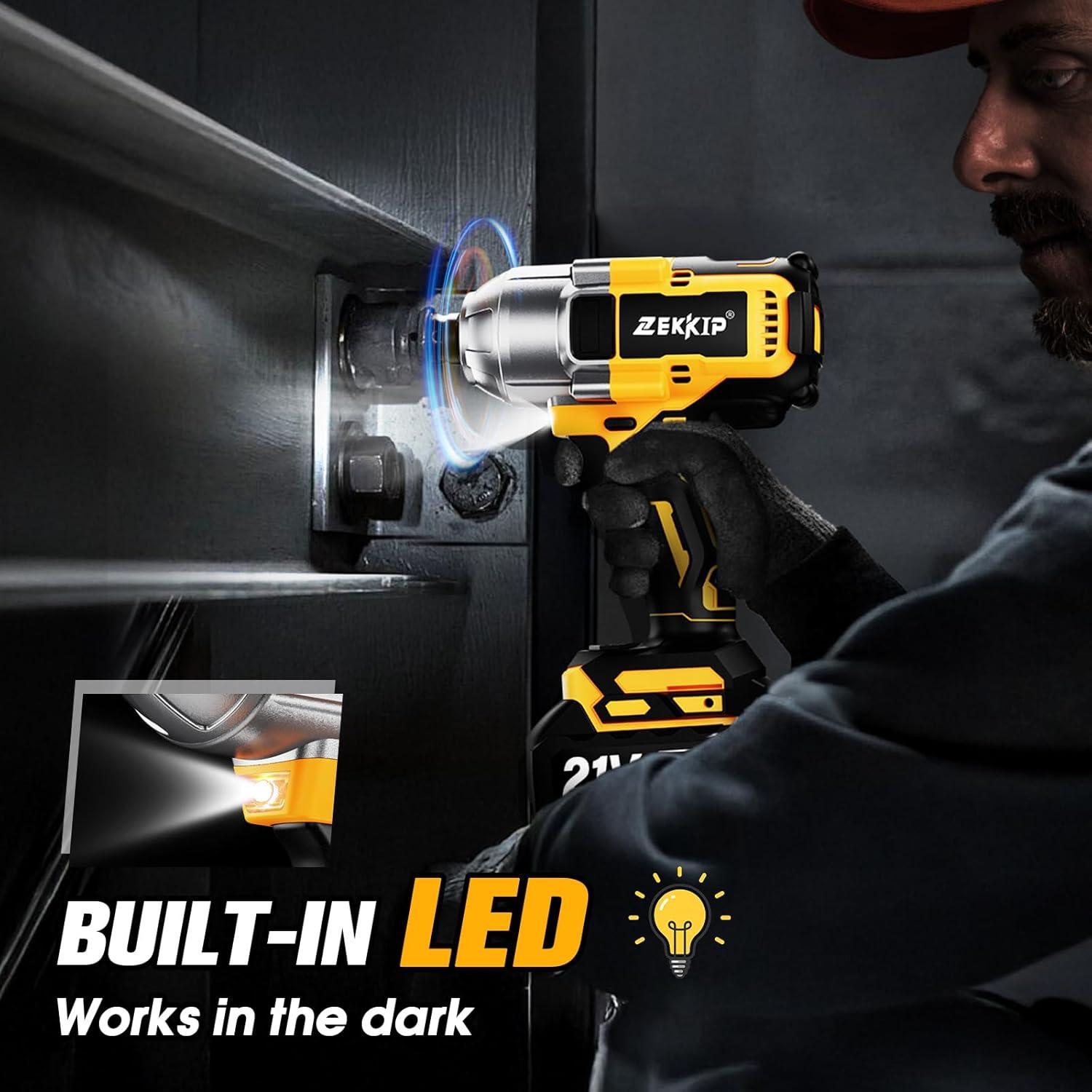 Llave de Impacto Inalámbrica Zekkip 1/2" 1300N.m 3500RPM