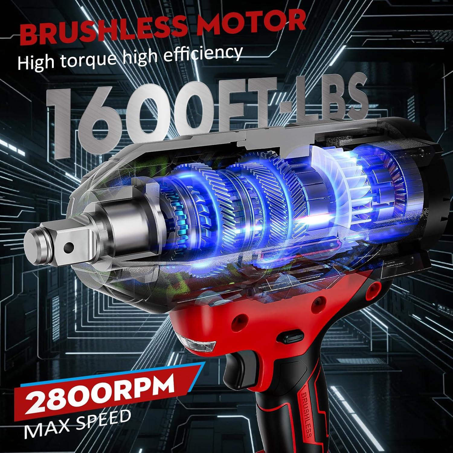 Llave de Impacto Inalámbrica SundpeyPRO 2100Nm 3/4" con 2 Baterías