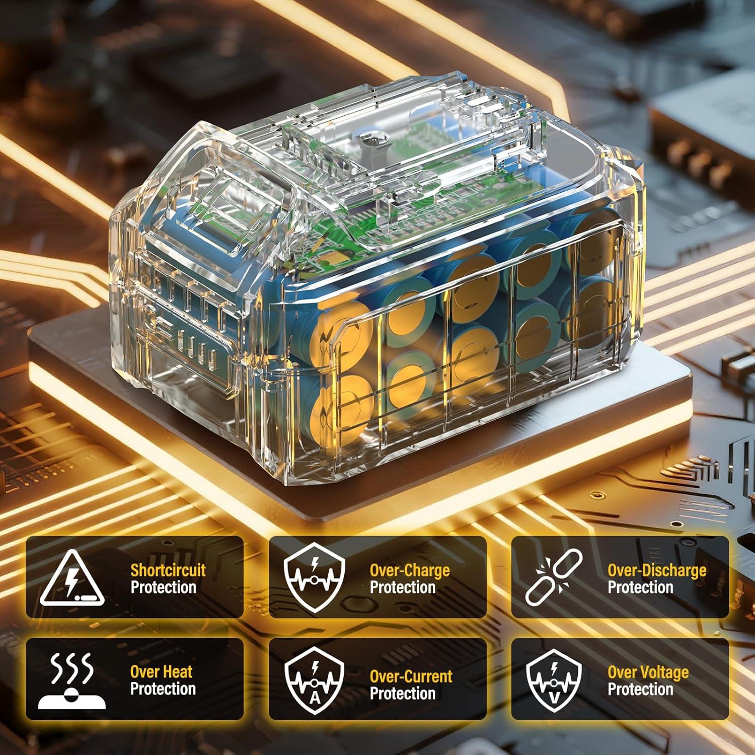 4 Baterías de Litio-ion 8.0Ah VERVEWAVE para Dewalt 20V Max