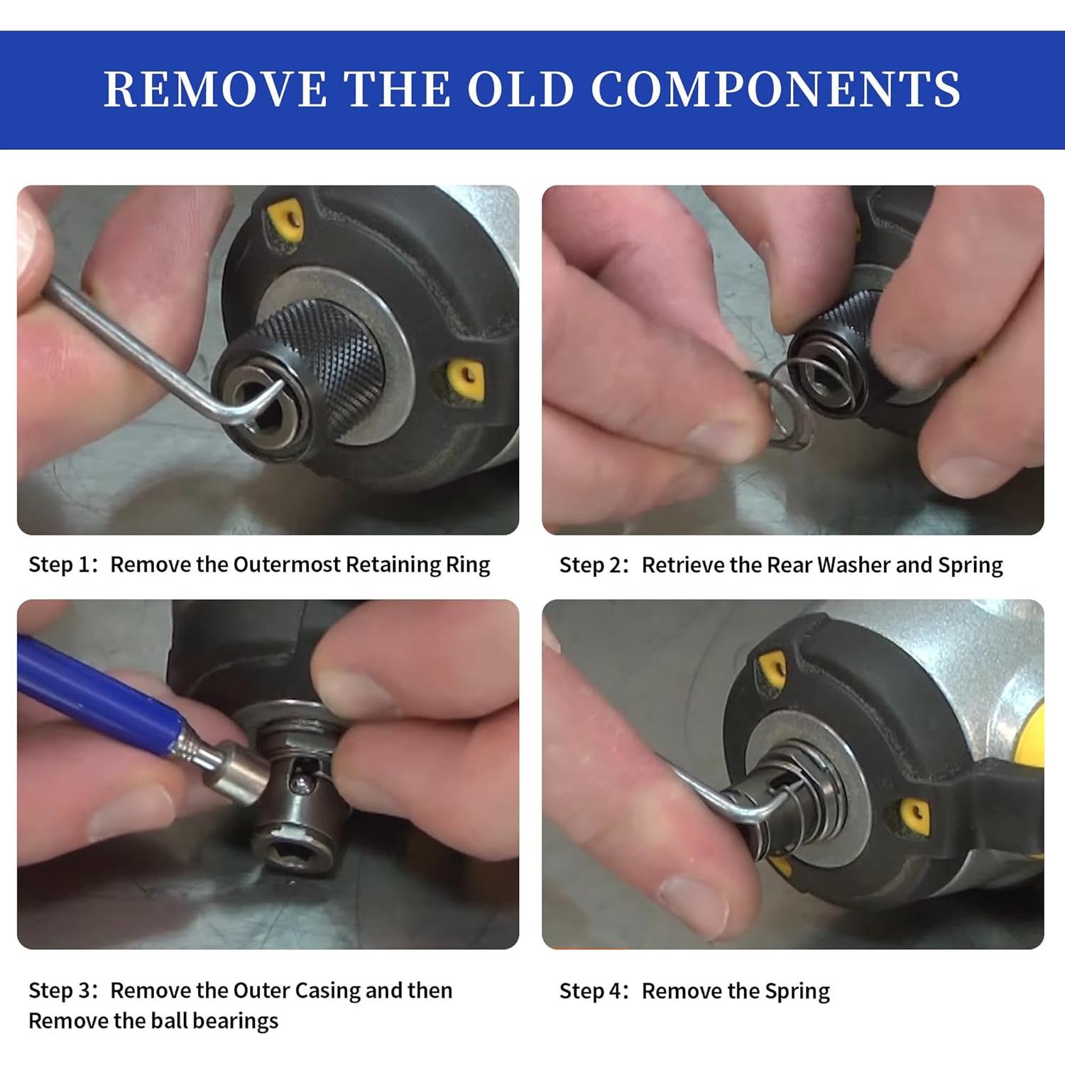 Kit de Resorte con Bola de Acero DEWALT DCF885 DCF886 DCF805 - 4 Paquetes