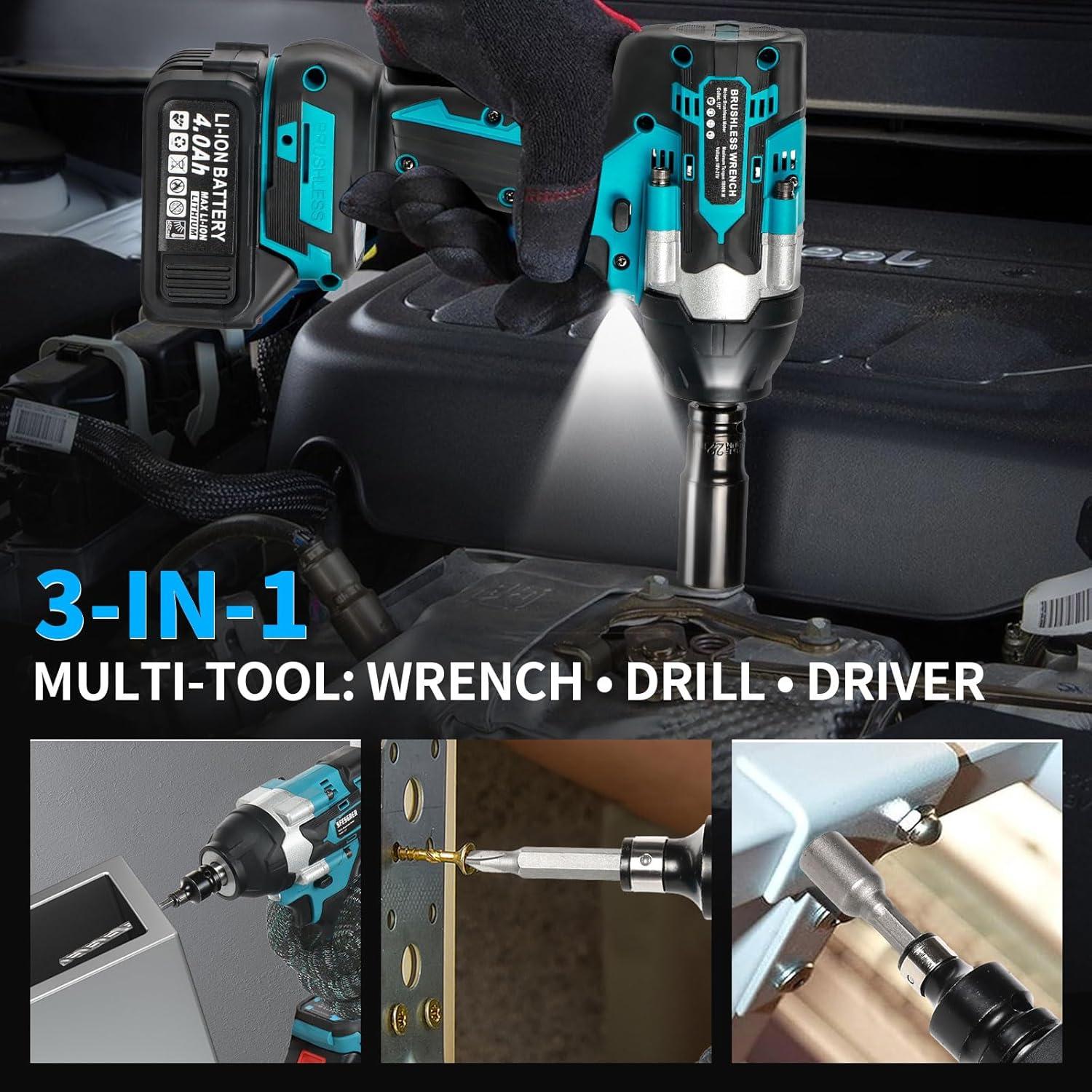 Llave de impacto inalámbrica SFESGRER 1400Nm 21V 2 baterías 4Ah