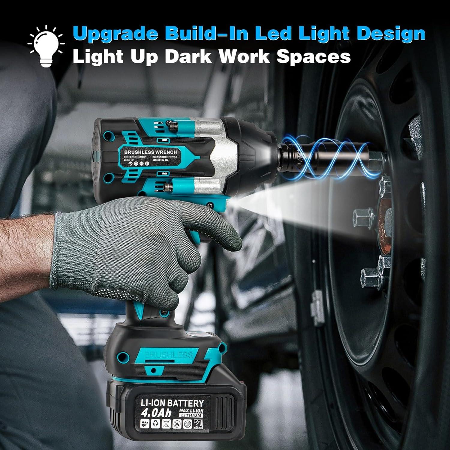 Llave de impacto inalámbrica SFESGRER 1400Nm 21V 2 baterías 4Ah