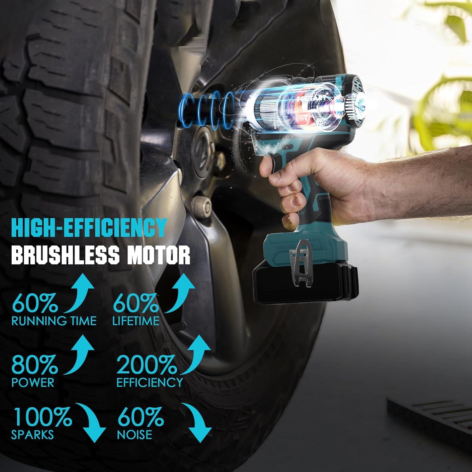 Llave de impacto sin cable PFCTART 1200Nm con 2 baterías 4.0Ah