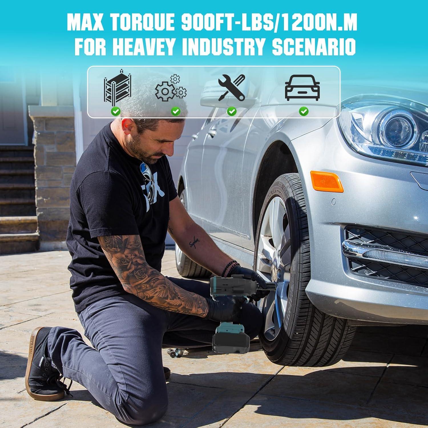 Llave de impacto sin cable PFCTART 1200Nm con 2 baterías 4.0Ah