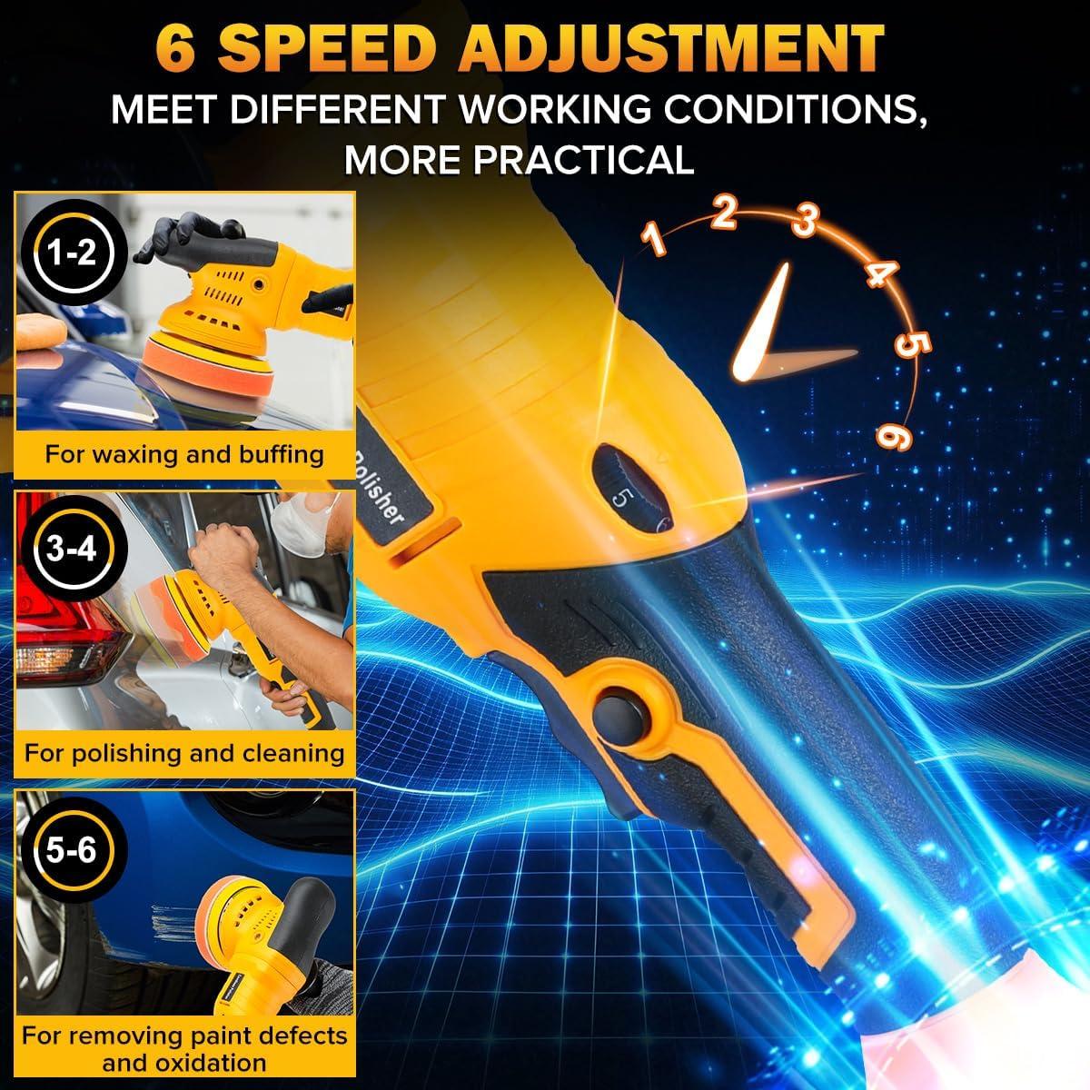 Pulidora Orbital Inalámbrica Dewalt 20V 6 Velocidades 1800-6500 RPM