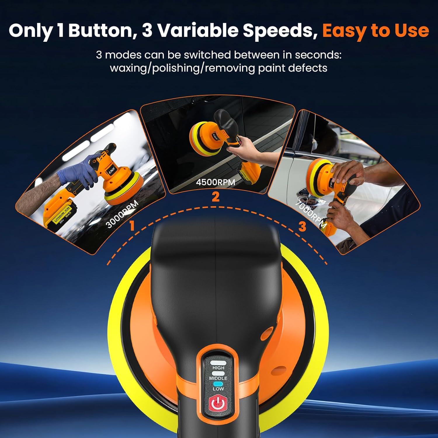 Pulidora Inalámbrica L1NXIXI 20V 6" 3 Velocidades para Coche