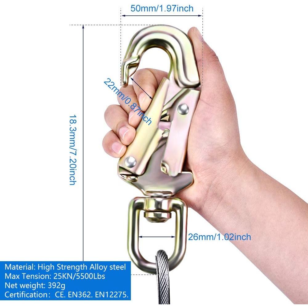 Lanyard de Escalada SEAAN 12 mm x 243,84 cm - Ajustable