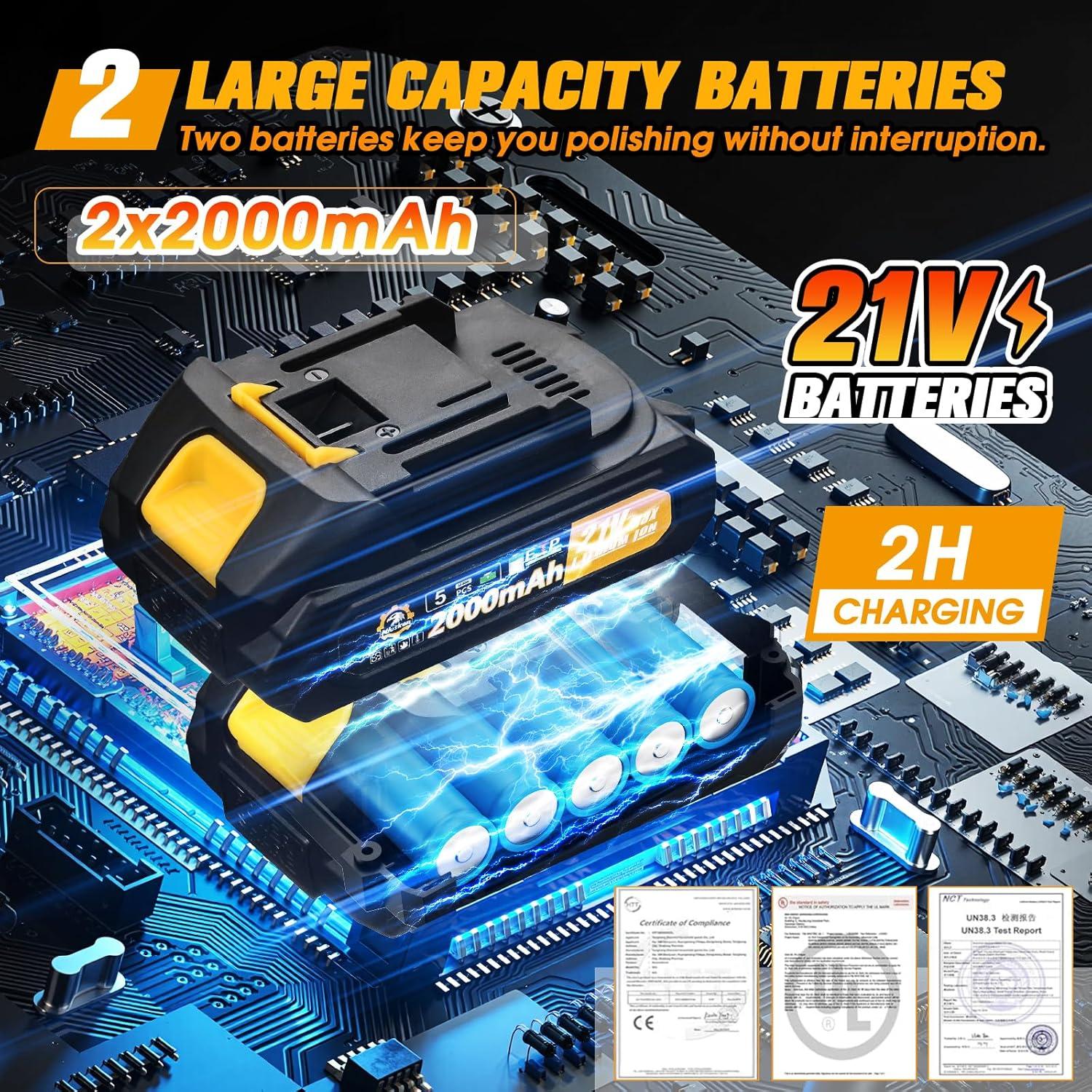 Pulidora de Coche Inalámbrica Niusken 21V 2000mAh 6 Velocidades