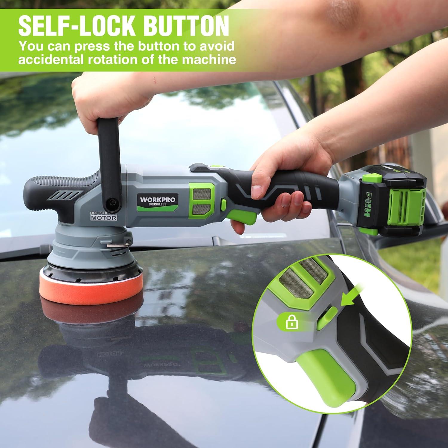 Pulidora Inalámbrica WORKPRO 20V 4.0Ah 5000 RPM para Autos