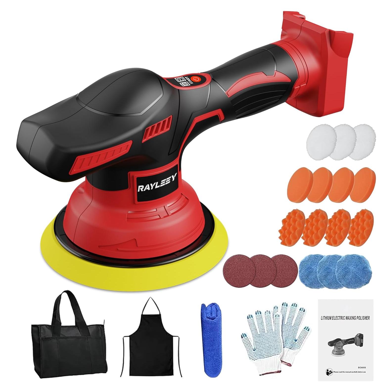 Pulidora Inalámbrica RAYLEEY 18V 6" 8 Velocidades 25 Accesorios