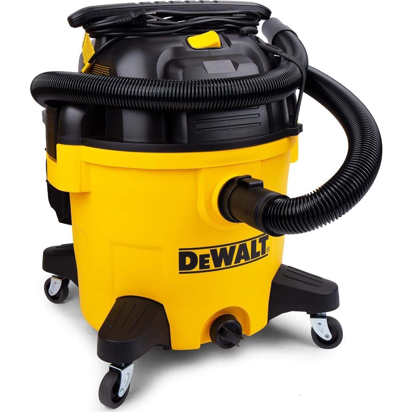 DEWALT 10 Gallon Shop Vacuum Wet and Dry, 5.5 Peak HP Poly Wet Dry Vacuum Cleaner with Attachments, 2-Stage Motor, Portable Handle/Caster with Drain Blower, DXV10PZ for Car, Garage, Workshop, Pet Hair