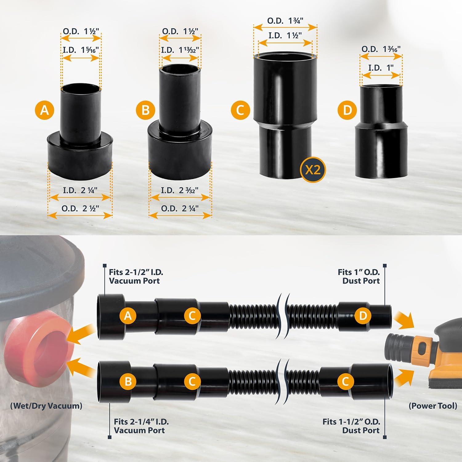 Kit de Manguera de Recolección de Polvo POWERTEC 3m con 5 Accesorios