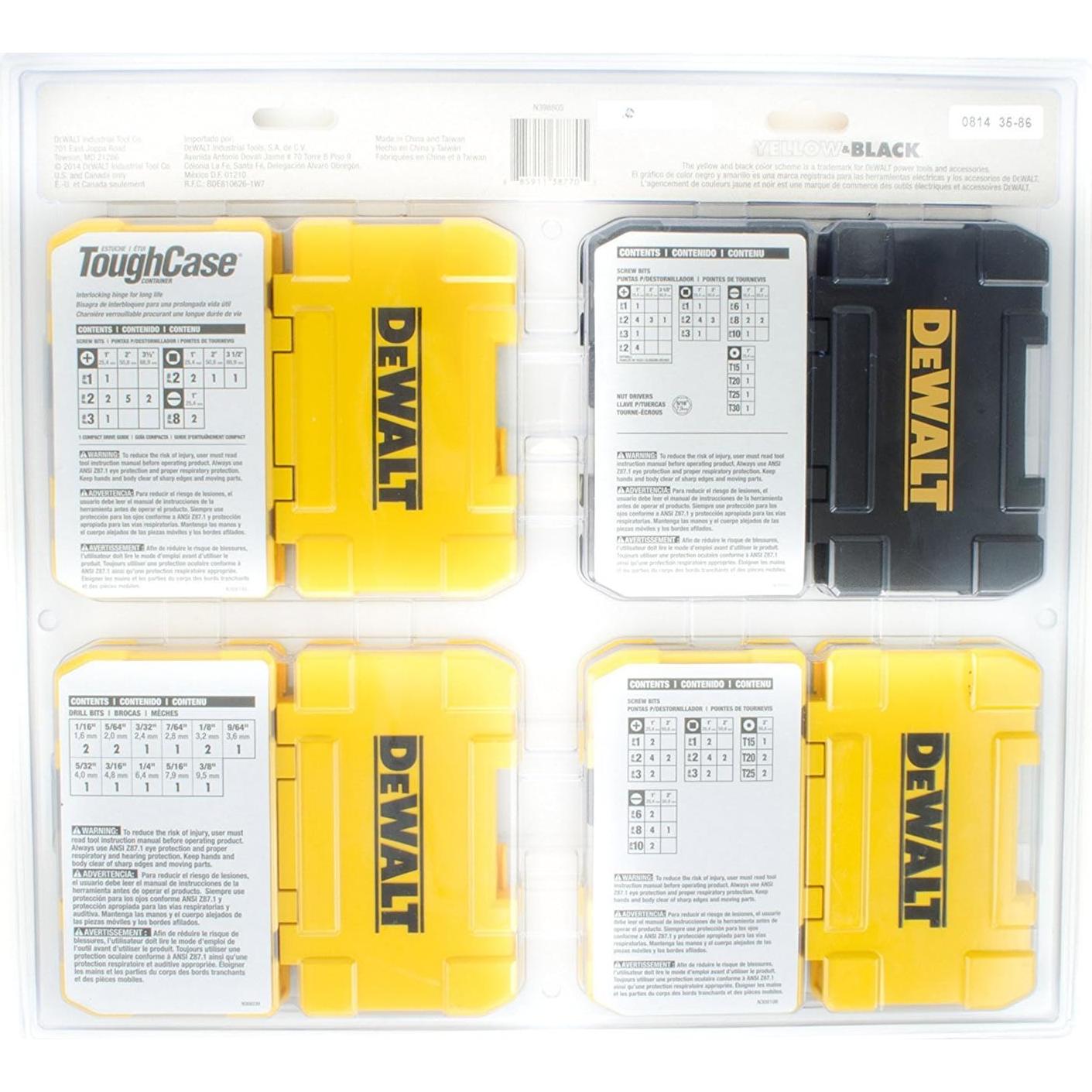 Juego DEWALT de 100 Piezas de Puntas y Brocas con Estuches