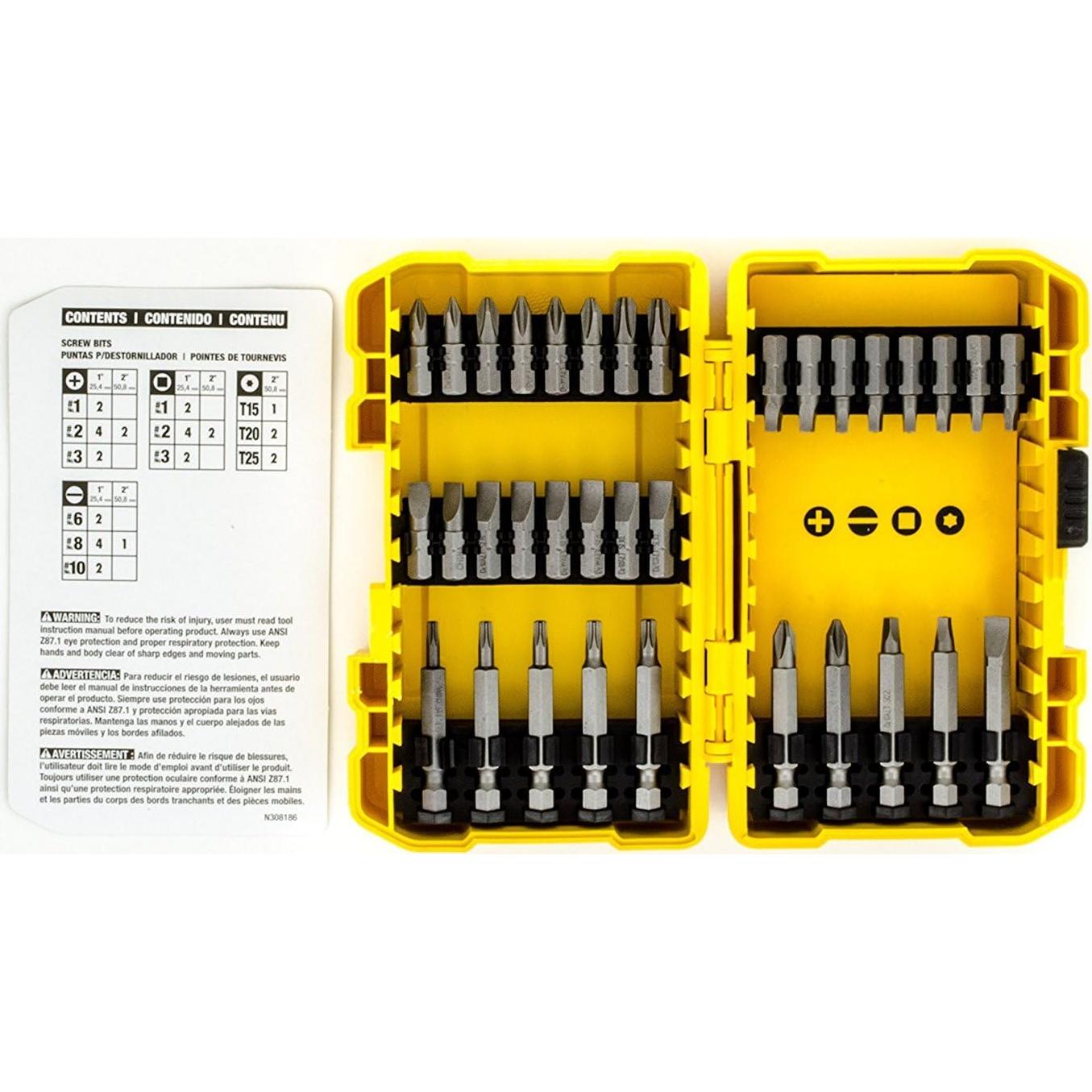 Juego DEWALT de 100 Piezas de Puntas y Brocas con Estuches