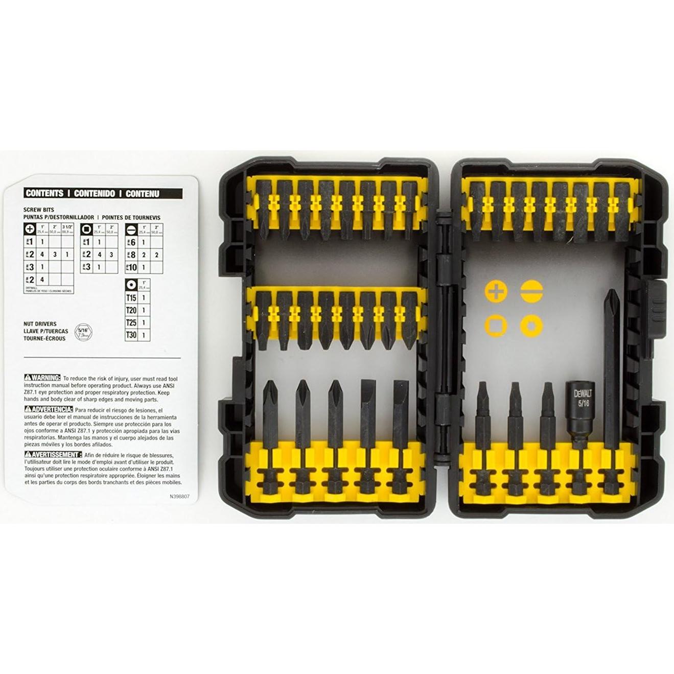 Juego DEWALT de 100 Piezas de Puntas y Brocas con Estuches