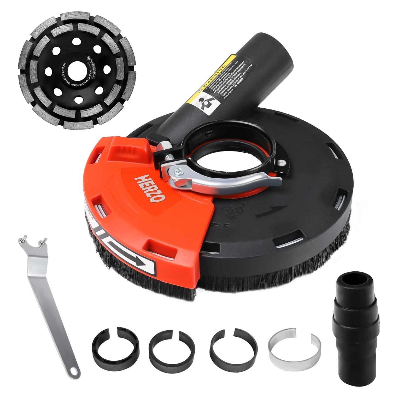 Shroud de Polvo HERZO Universal 4.5"/5" + Rueda Diamante 5"