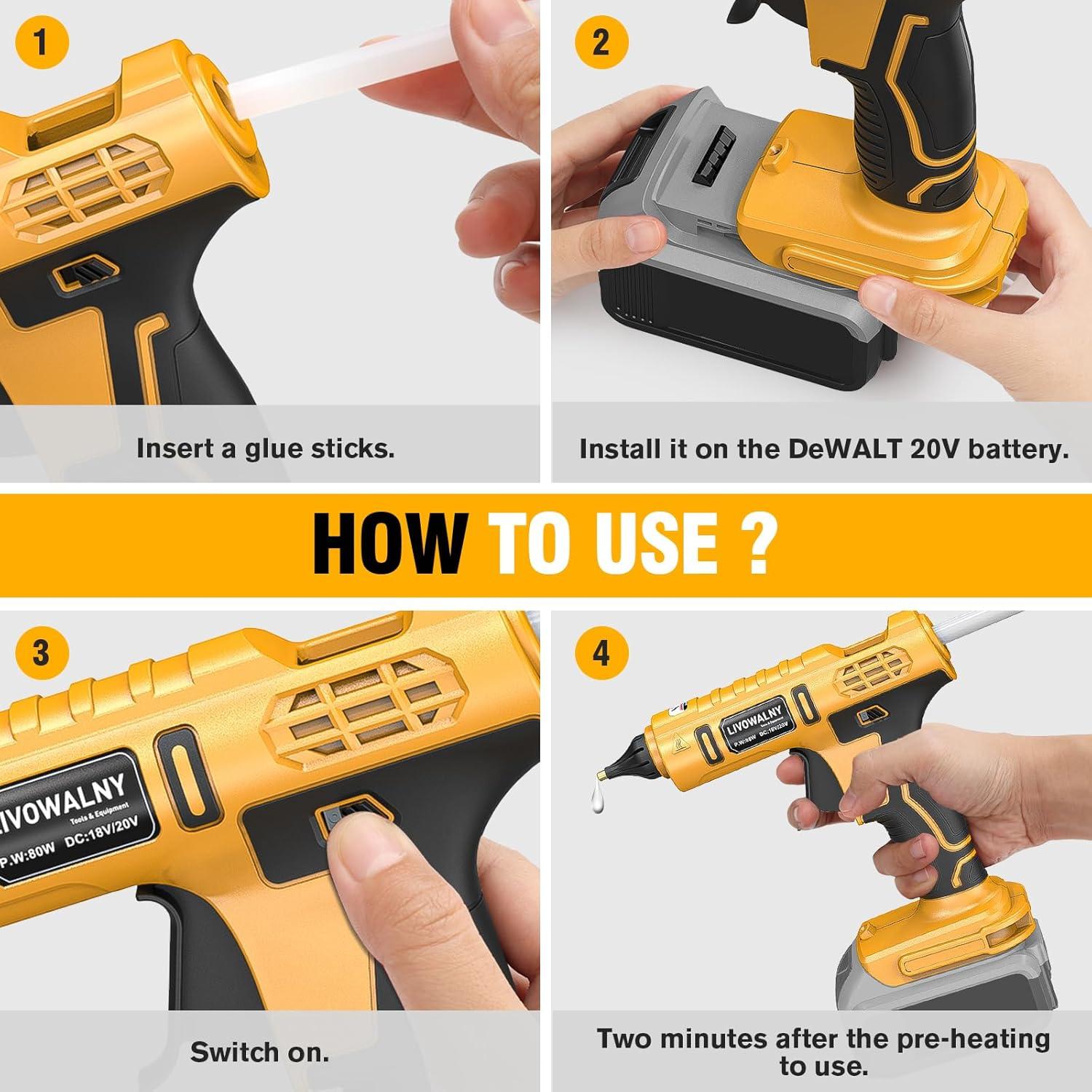 Pistola de Pegamento Caliente Inalámbrica LIVOWALNY 20V