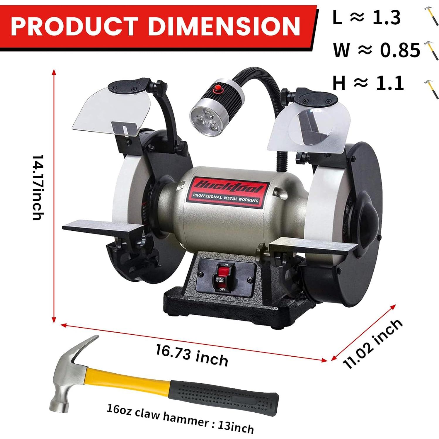 Esmeril de Banco BUCKTOOL TDS-200C4HL 8" 3/4 HP Baja Velocidad