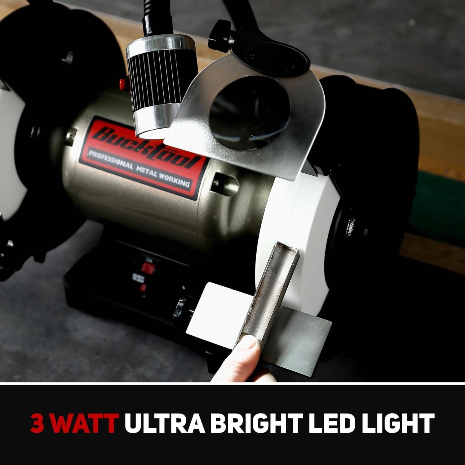 Esmeril de Banco BUCKTOOL TDS-200C4HL 8" 3/4 HP Baja Velocidad