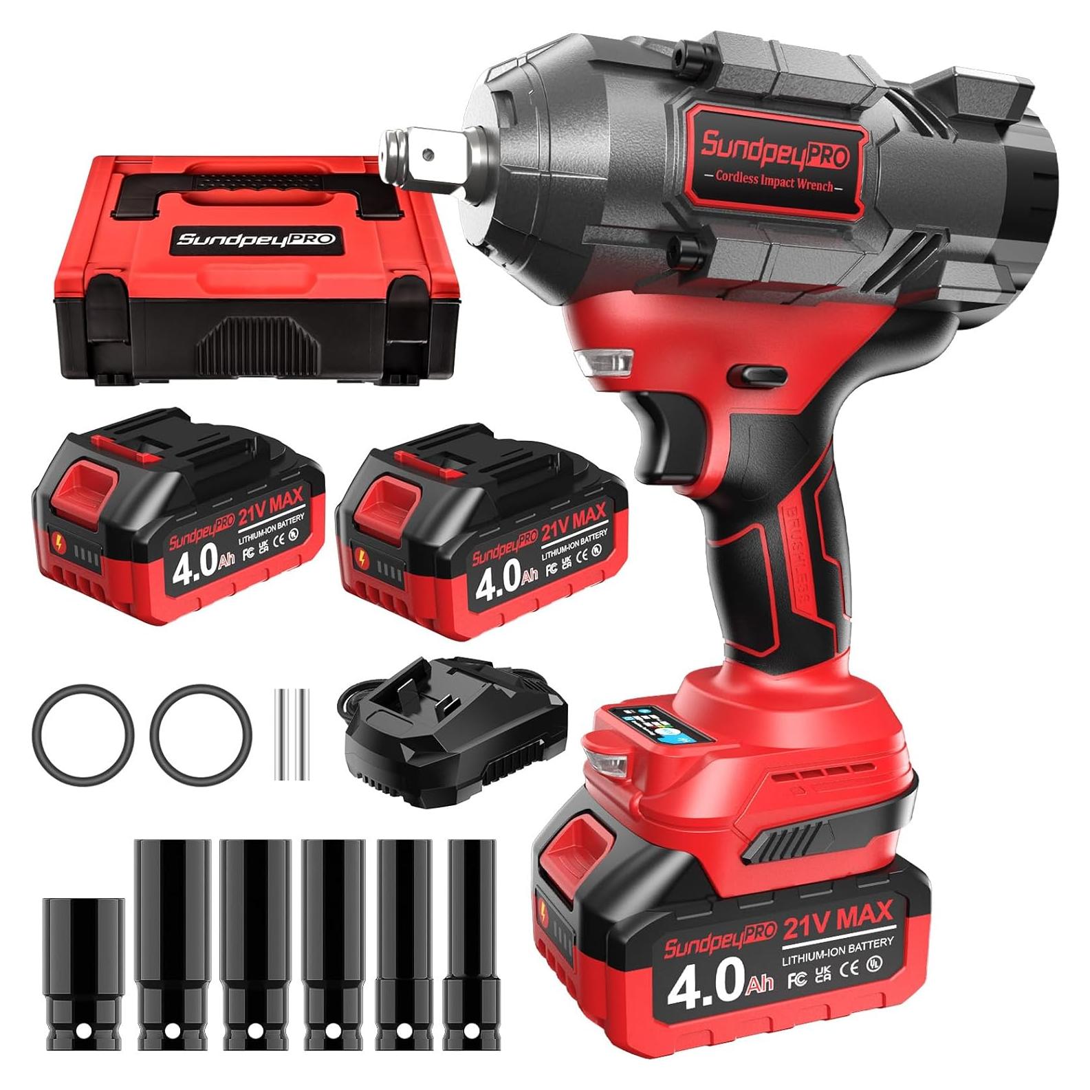 Llave de Impacto Inalámbrica SundpeyPRO 1500 Nm 21V con Baterías