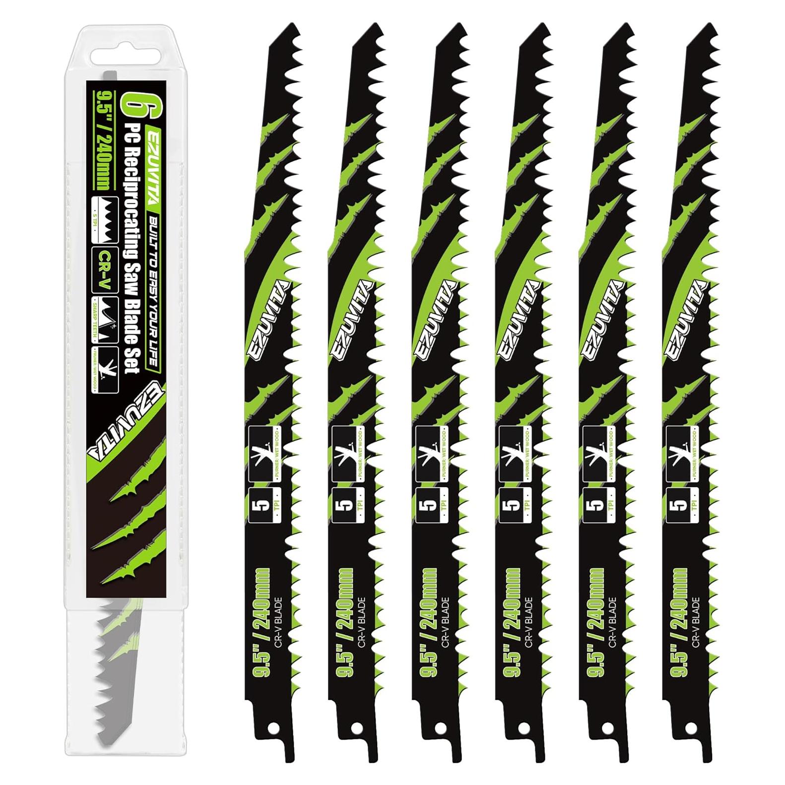 Juego de 6 hojas de sierra recíproca EZUVITA 24.13 cm para poda