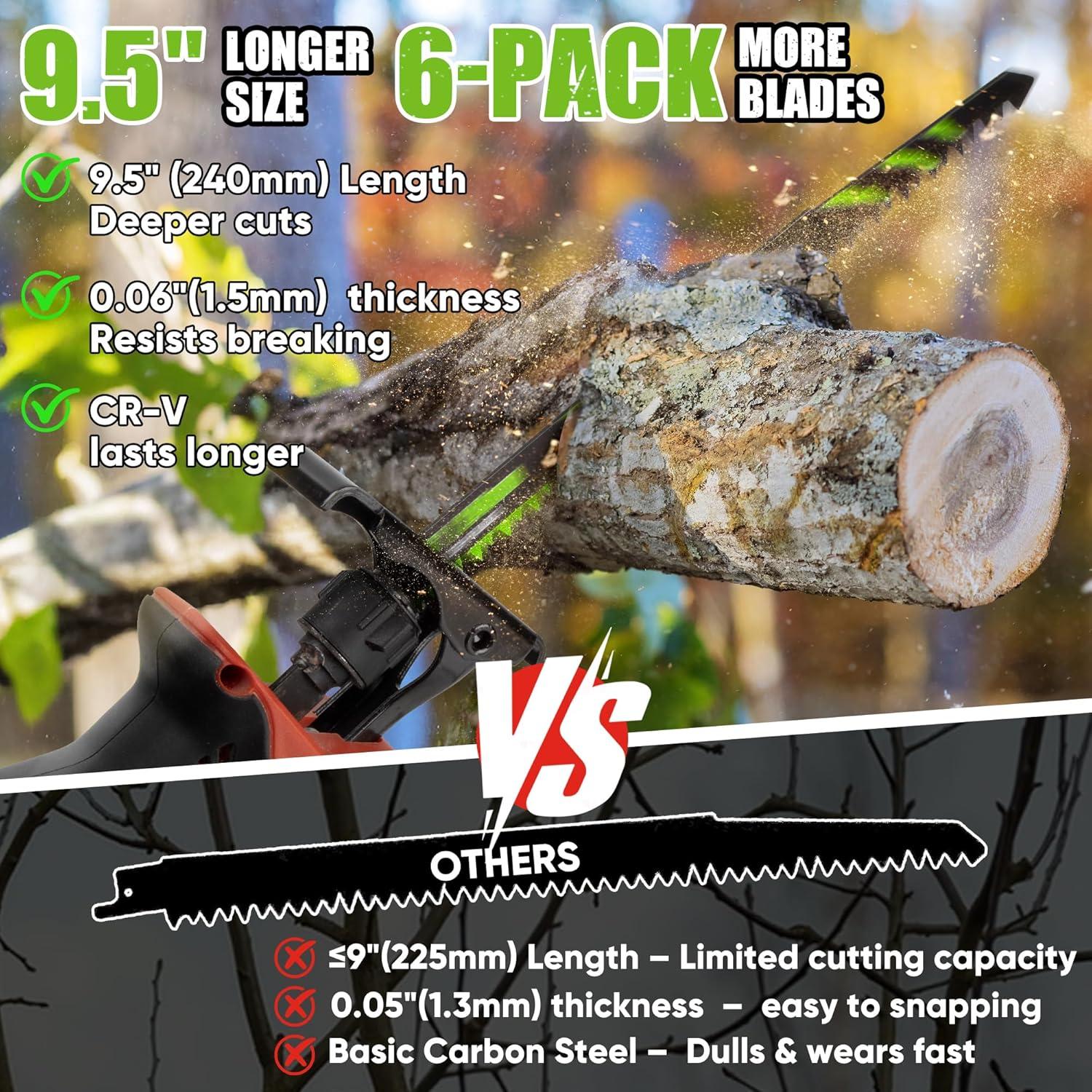 Juego de 6 hojas de sierra recíproca EZUVITA 24.13 cm para poda