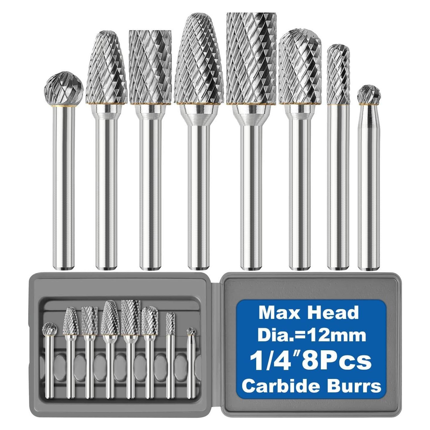 Juego de 8 Fresas de Carburo Sworker 1/4" 6-12mm con Caja