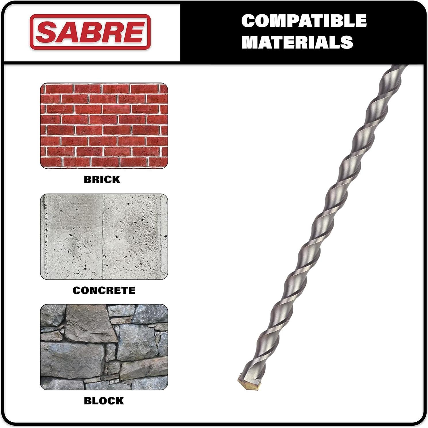 Broca de martillo rotativo SDS Plus 19 mm x 99 cm Sabre Tools