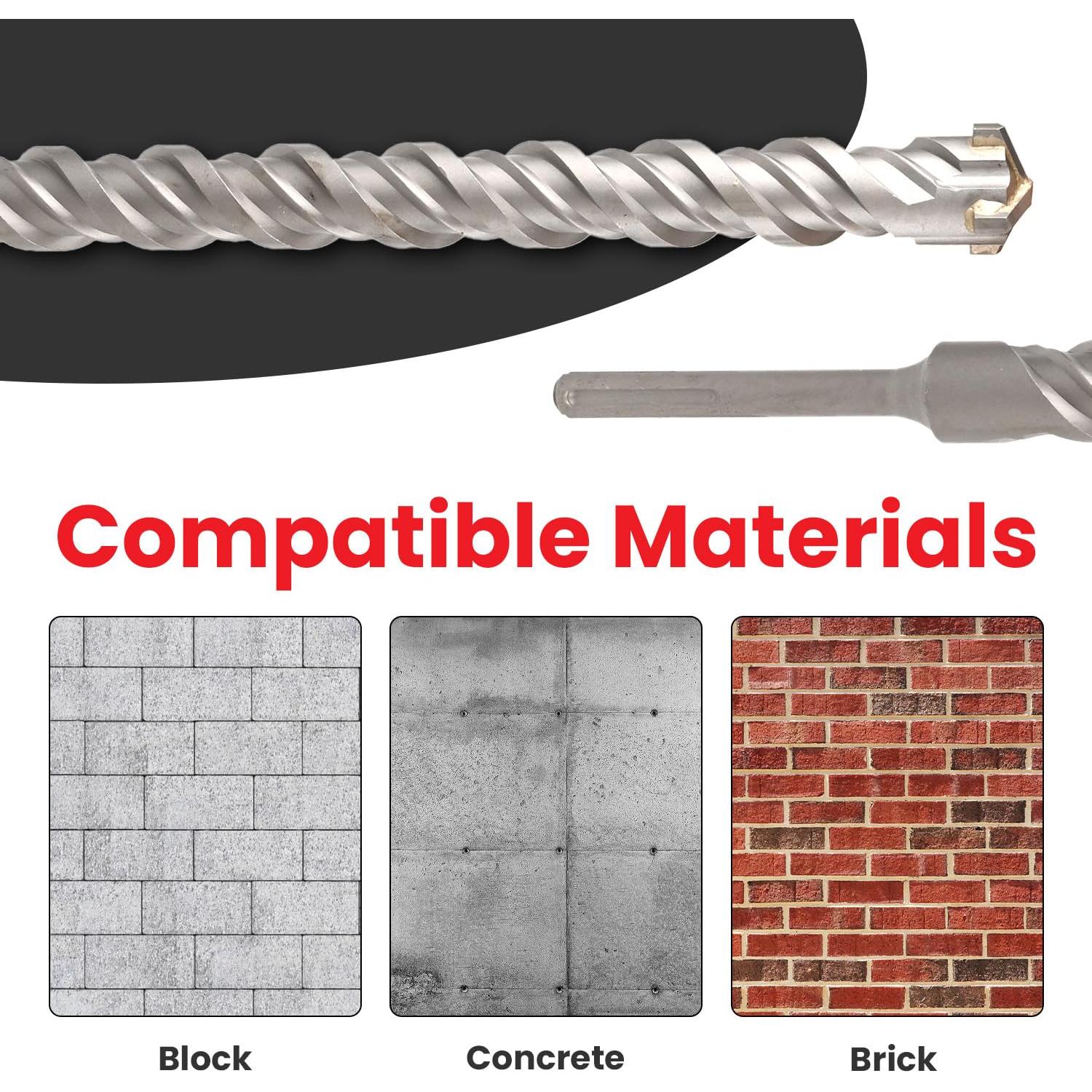 Juego de 8 Brocas SDS MAX Torxero para Concreto 35.56 cm