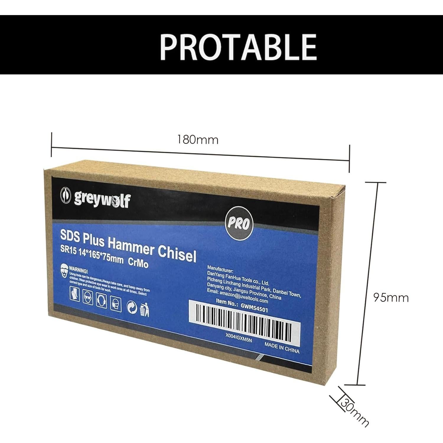 Bit de Cincel SDS Plus Greywolf 3" (7.62 cm) Acero 40CrMo