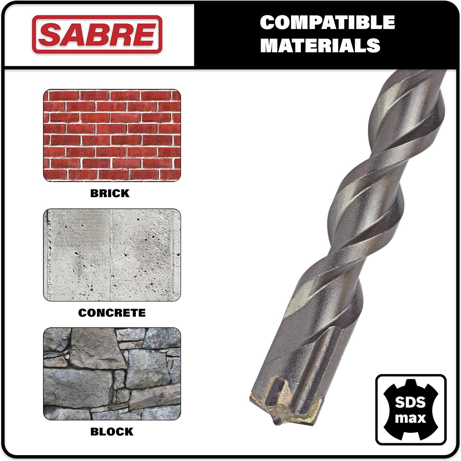 Juego de Brocas SDS Max Sabre Tools 8 Piezas para Concreto