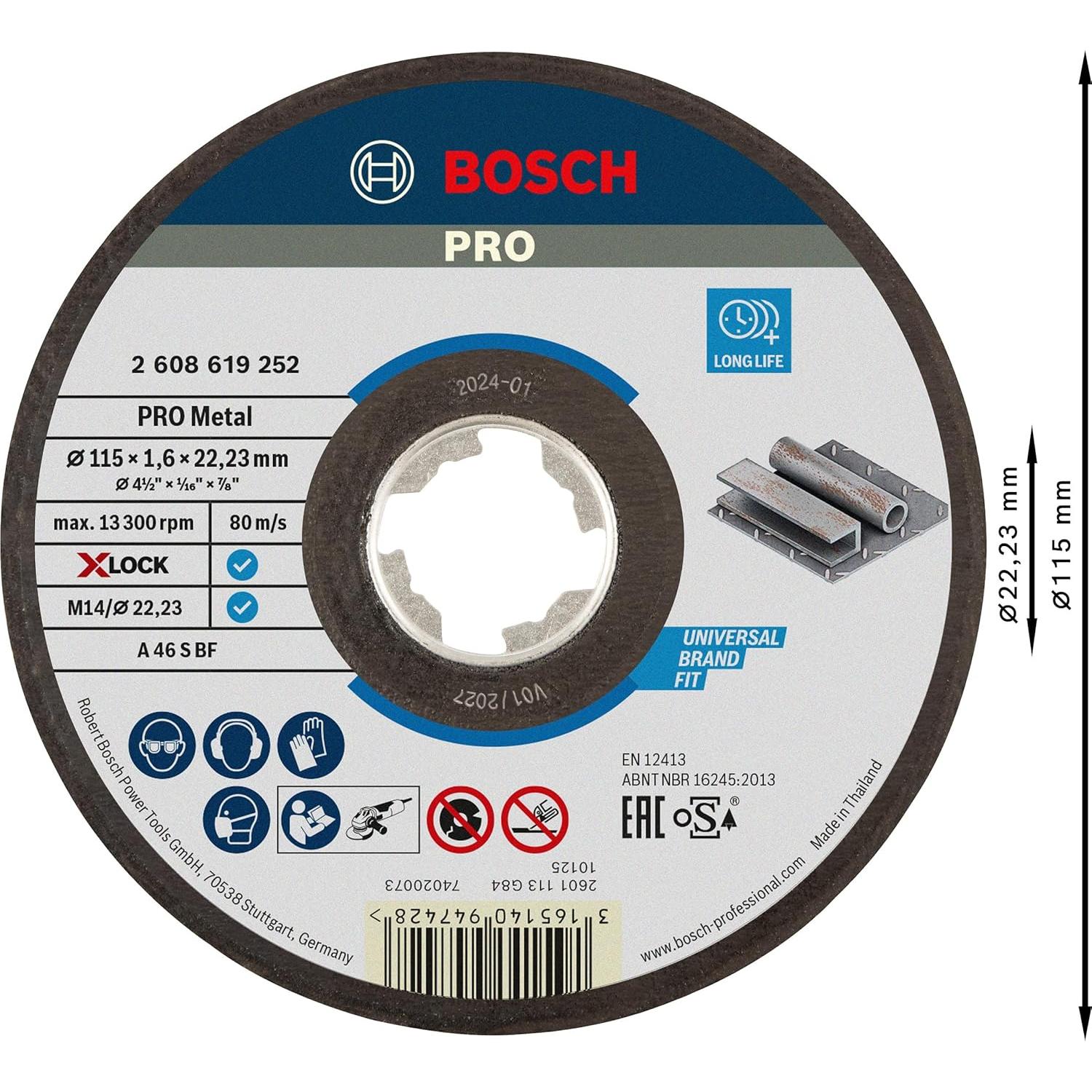 Disco de Corte Bosch Expert X-LOCK 115 mm para Metal