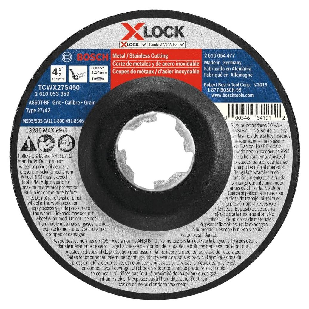 Rueda Abrasiva Bosch X-LOCK 4.5" 60 Grano para Corte Metal