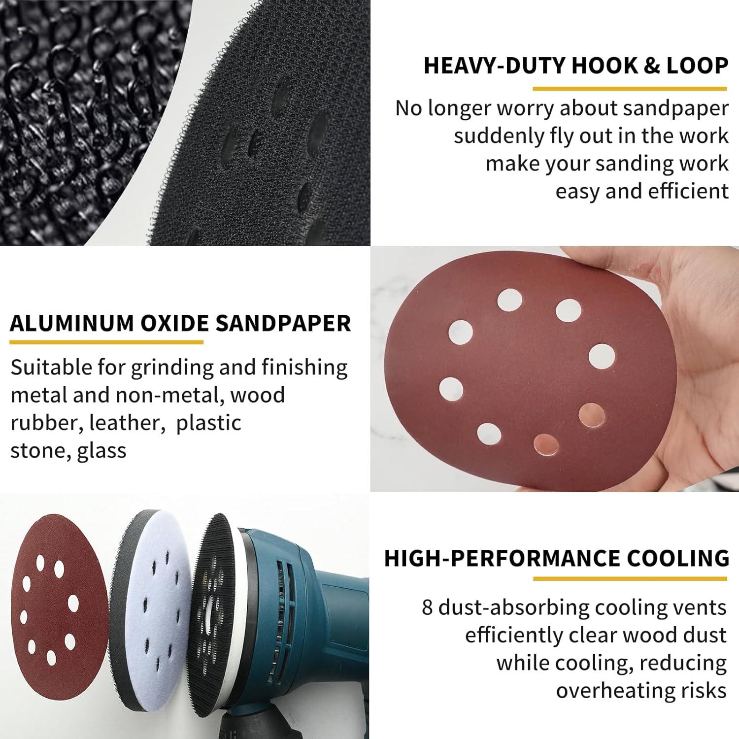 Almohadilla de Lijado 5" Johnnyue RS034 RS035 con 36 Discos